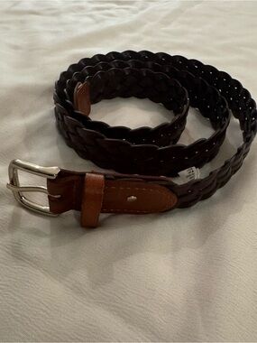 Old Navy Women’s Braided Faux Leather Belt (1” Width), Cognac Brown, Size XS/S